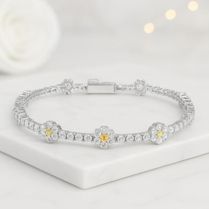 Flower Cluster Lab Diamond Bracelet Round Cut Diamond Bracelet for Her Dainty Marquise Diamond Jewelry Gift
