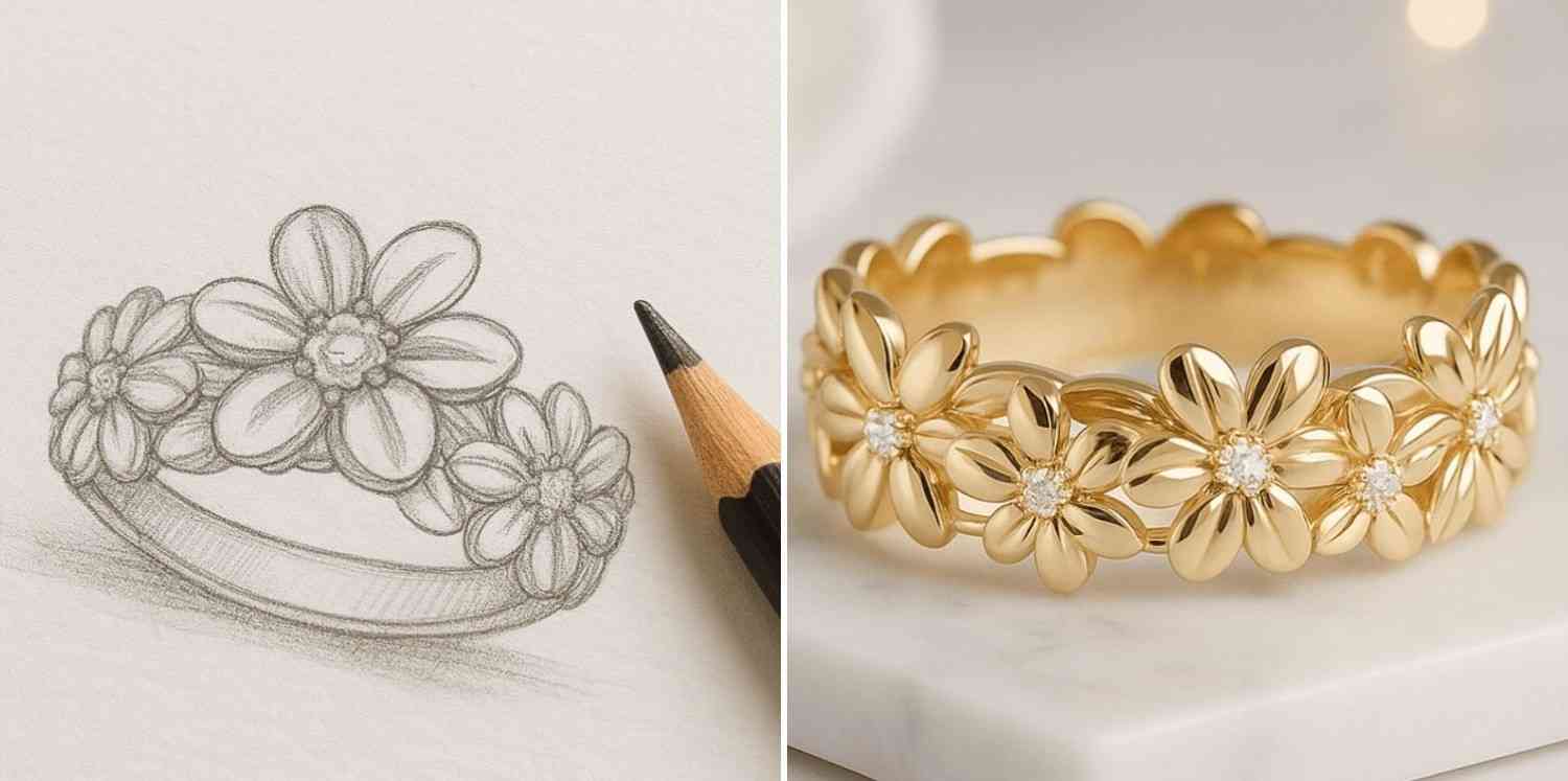 Flower Gold Wedding Ring
