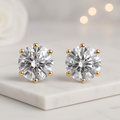Four Prong Classic Solitaire Wedding Earrings Oval Cut Moissanite Stud Earrings