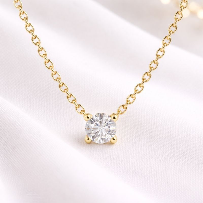 Four Prong Set Lab Diamond Delicate Necklace