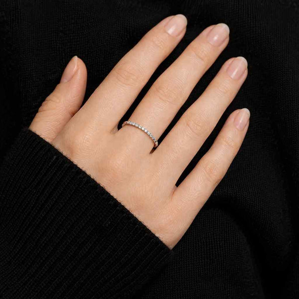 Full Eternity Wedding band Ring, 14K solid Gold moissanite Wedding Band, Sterling silver matching Stacking Thumb band gift for Mother Love
