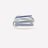 Sterling Silver Multi-Stone Link Ring with Gold Connector
