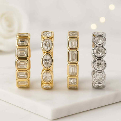 Genuine Emerald Cut Diamond Anniversary Ring by Ferkos Fine Jewelry