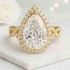 5.00 CT Pear Cut Halo Unique Cross Over Engagement Ring