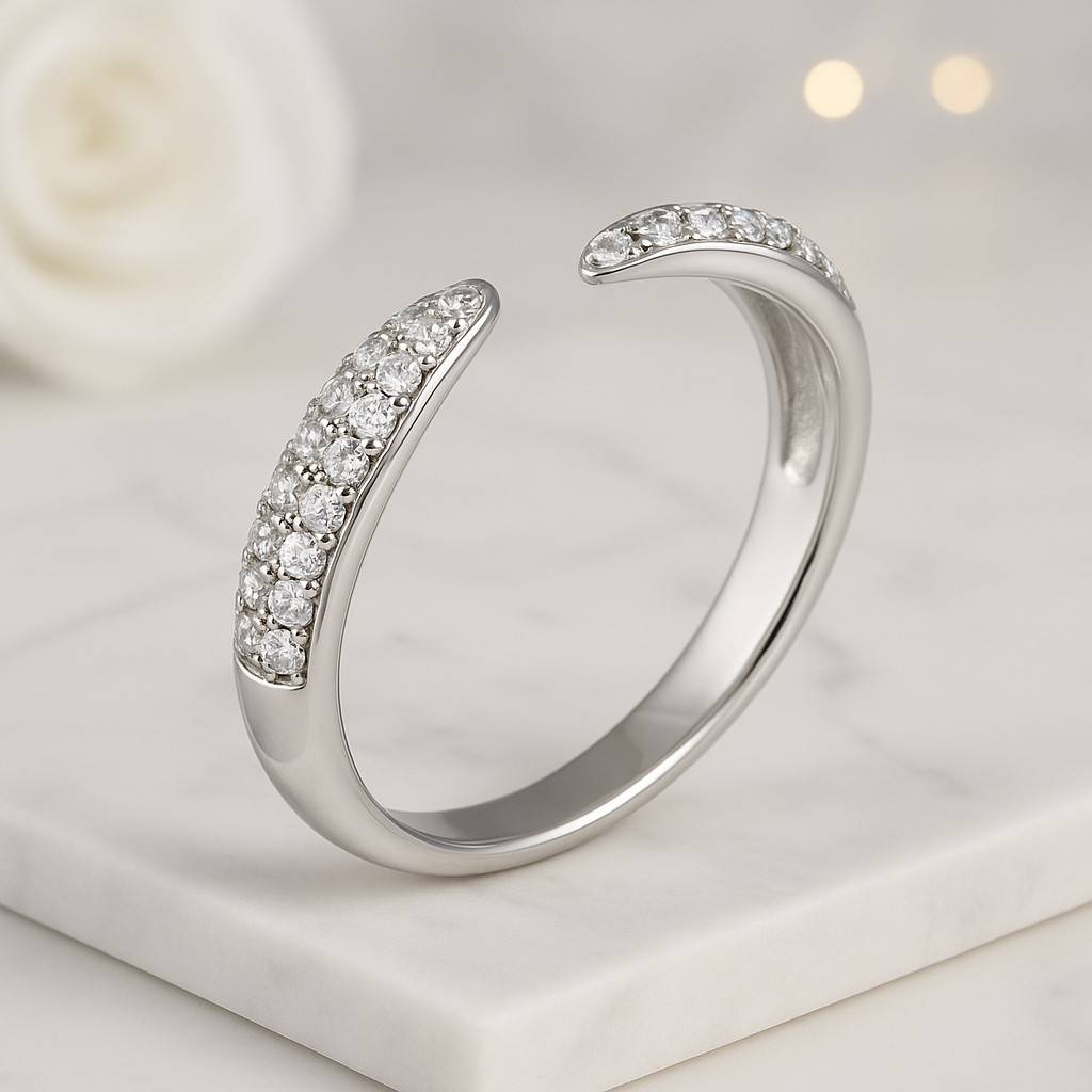 Genuine Lab Grown Diamond Cuff Ring Custom Open Gap Ring Engagement Ring Perfect Matching Band Wrap Around Ring Open Stacking Wedding Band