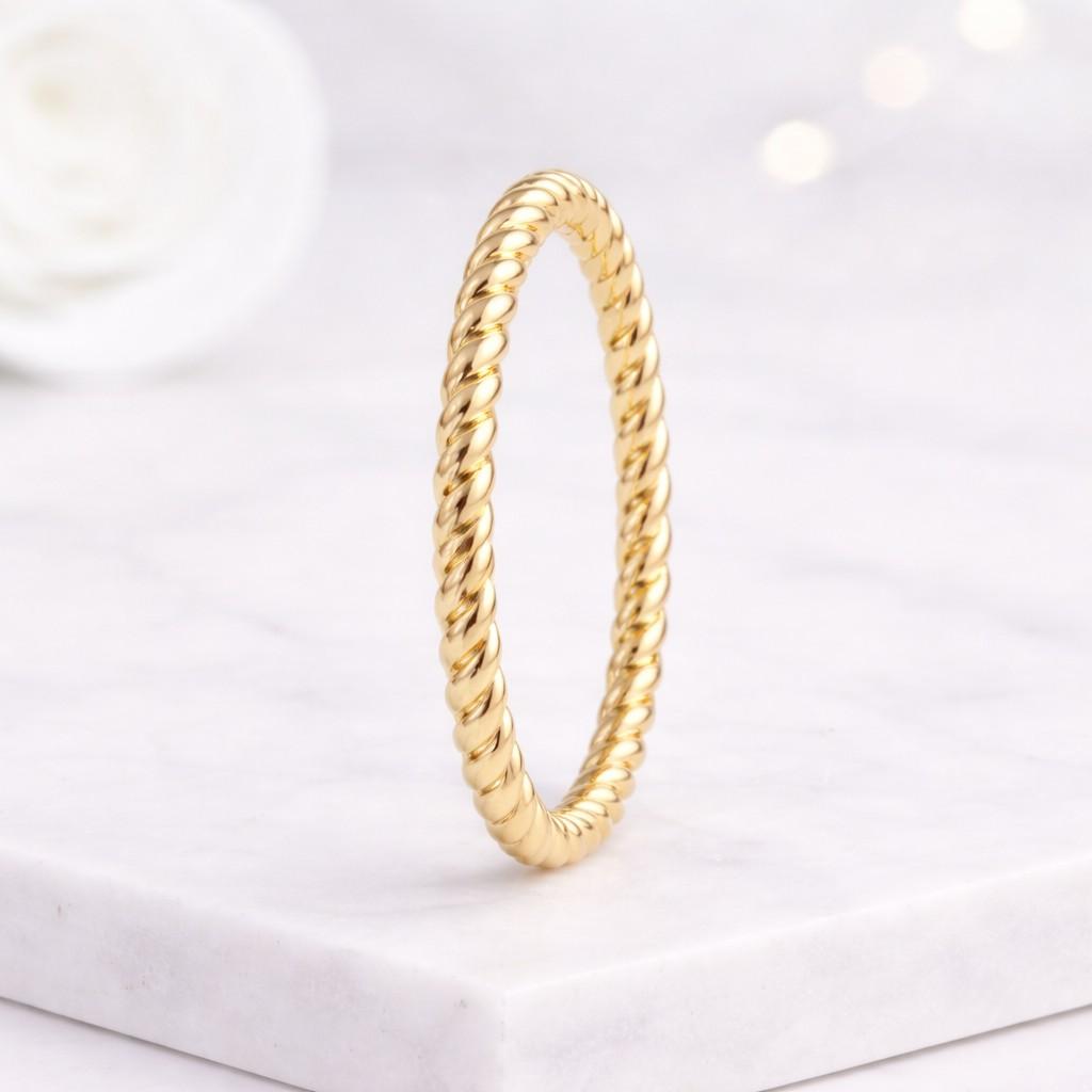 Gold Braided Band Ring for Women Dainty Minimalist Ring For Her