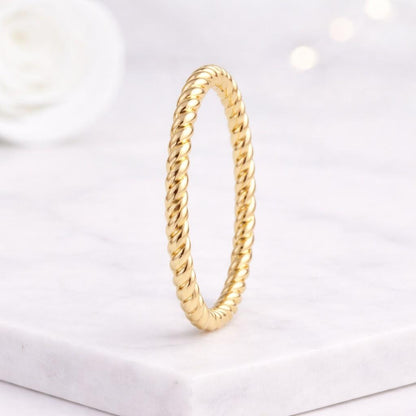 Gold Braided Band Ring for Women Dainty Minimalist Ring For Her