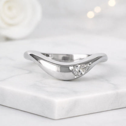 14k Solid Gold Curved Wedding Band for Women