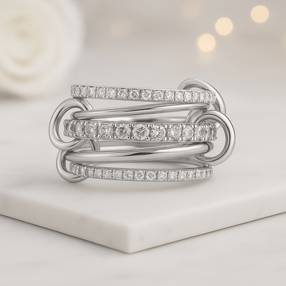 Gold Interlocking Zircon Ring