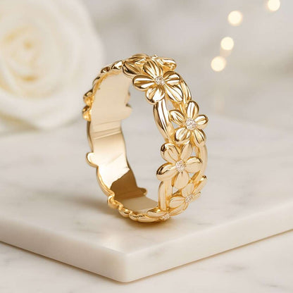 Gold Linked Ring 14K Two Tone Connected Spinner Band Stacker Jewelry