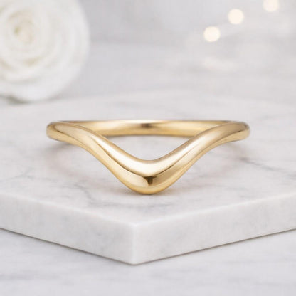 Gold Matching Band Curved Gold Band Curved Platinum Band
