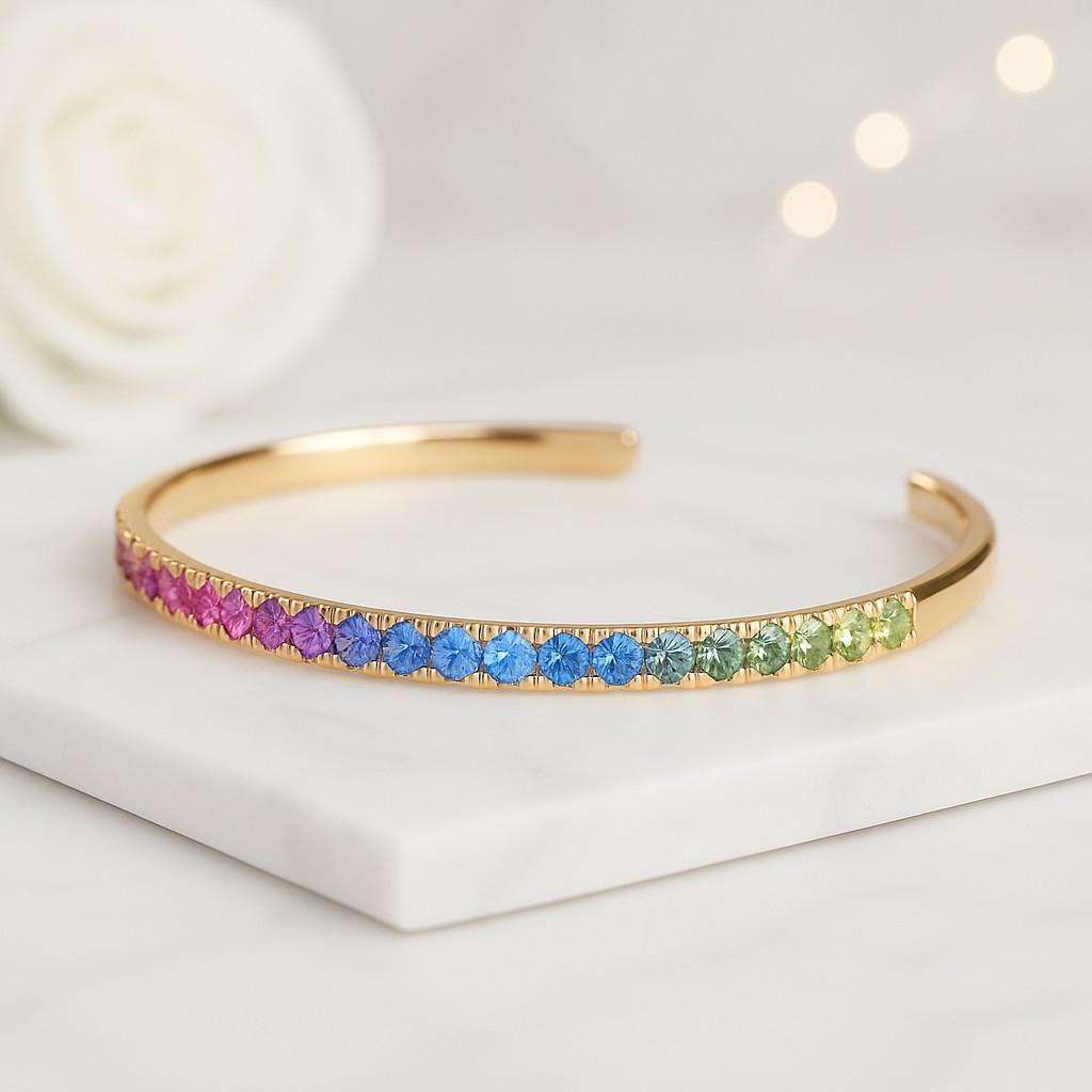 gold rainbow cz tennis bracelet 18k plated gradient chain colorful tennis bracelet crystal bracelet