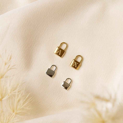 Gold Vermeil Lock Huggie Hoop Earrings Dainty Padlock Charm