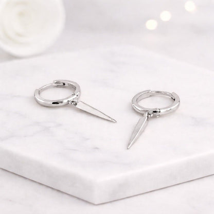 14K Gold Spike Drop Hoop Earrings