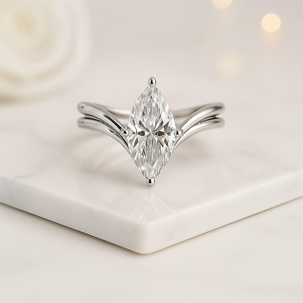 Green MoissaniteRing Green Emerald Cut Moissanite Engagement Ring Emerald Solitaire Moissanite Ring Unique WeddingRing Double Twin Shankband
