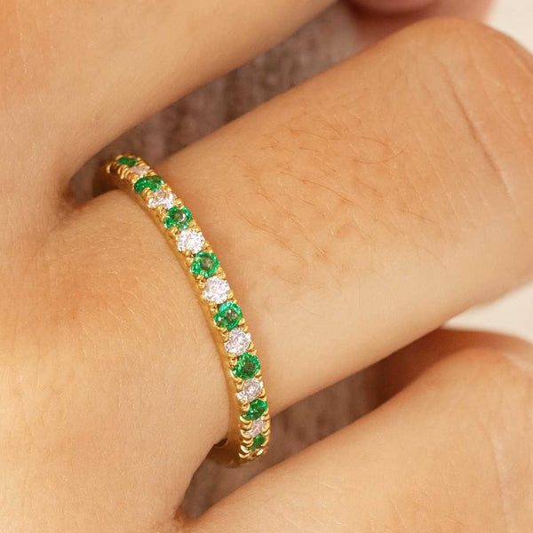 Green emerald engagement ring set yellow gold emerald ring