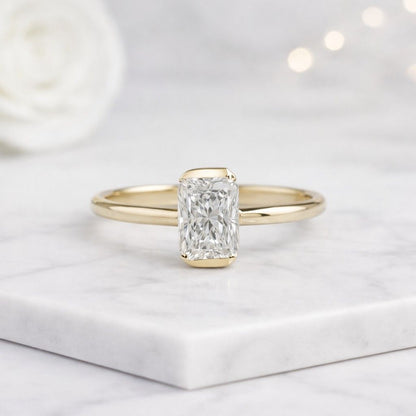Half Bezel Set Engagement Ring 