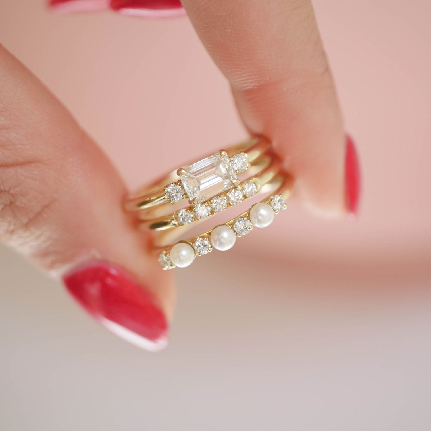 Half Eternity Diamond Dome Wedding Ring, 14k Solid Gold Alliance Ring