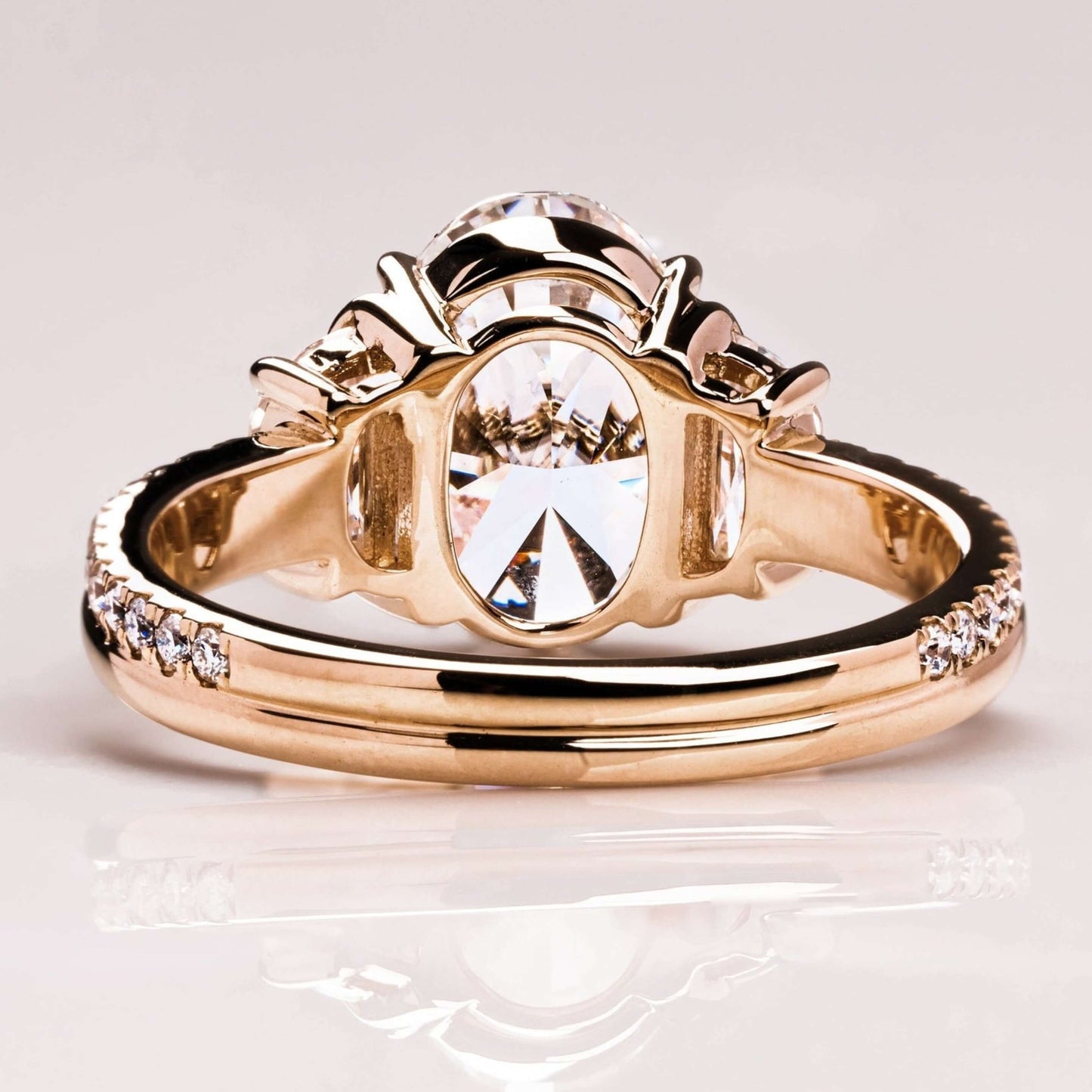 Half Moon Side Stone Double Prong Proposal Ring For Anniversary