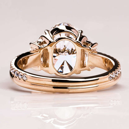 Half Moon Side Stone Double Prong Proposal Ring For Anniversary