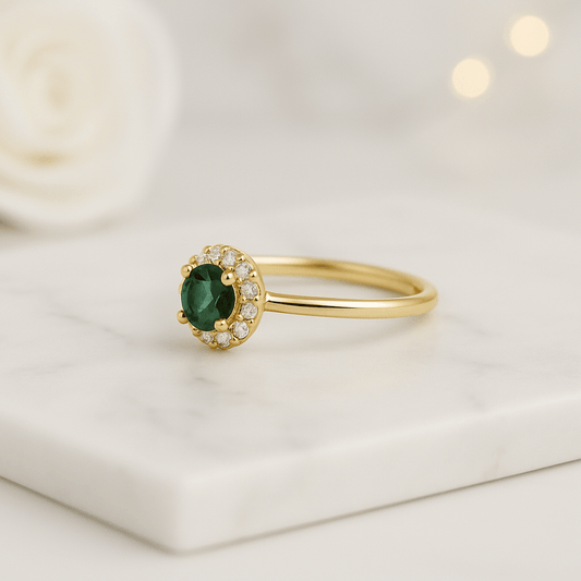 Halo Emerald Engagement Ring