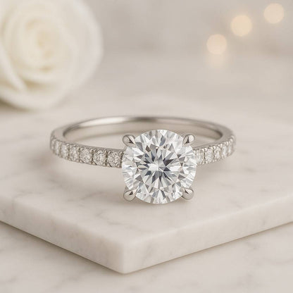 Halo Engagement Ring Round Diamond Proposal Ring Round Cut Diamond Halo Ring 14k White Gold IGI Certified Lab Grown Diamond