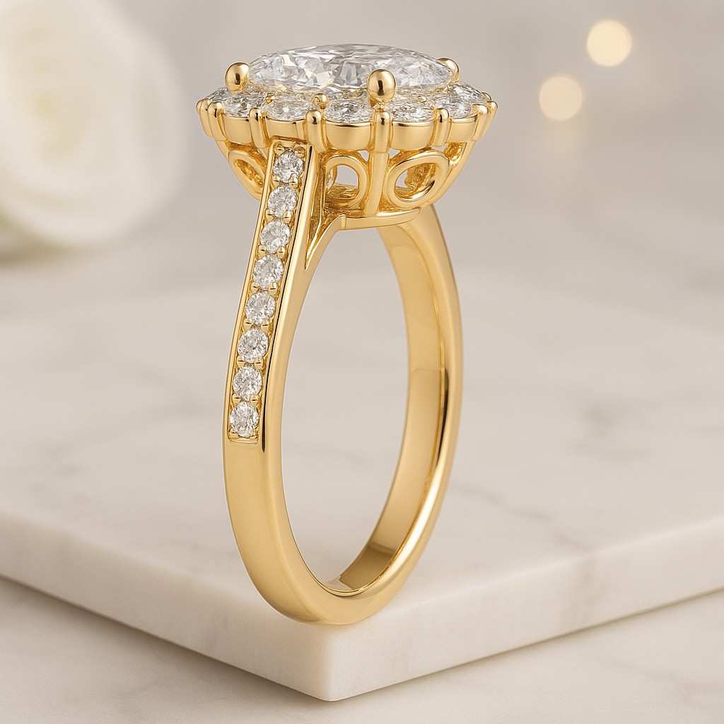 Halo Oval Cut Engagement Rings Oval Cut Diamond Halo Ring