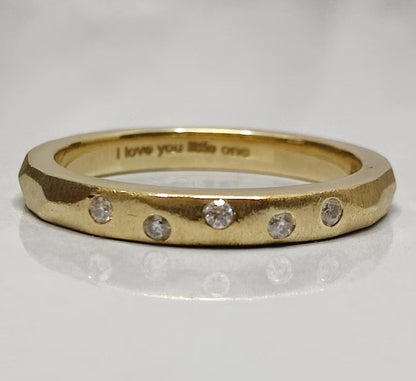 Hammered 10K Solid Gold Eternity Ring with Lab-Grown Diamond For Melanie Ferroni