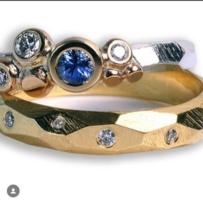 Hammered 10K Solid Gold Eternity Ring with Lab-Grown Diamond For Melanie Ferroni
