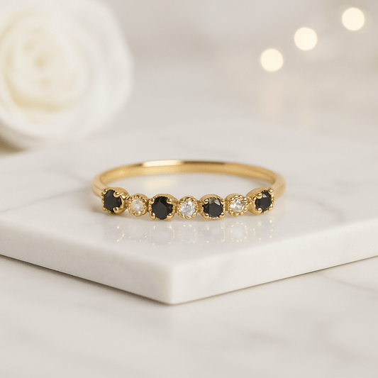 Handmade Black Gold Diamond Band