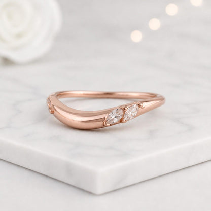 Handmade Marquise Cut Moissanite Ring, D Color VVS1 Gold Bridal Ring, Elegant Minimalist Engagement Jewelry
