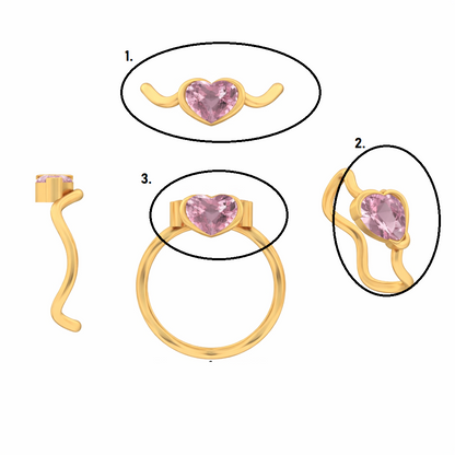14k White Gold Pink Heart and White Heart Lab Grown Diamond Ring