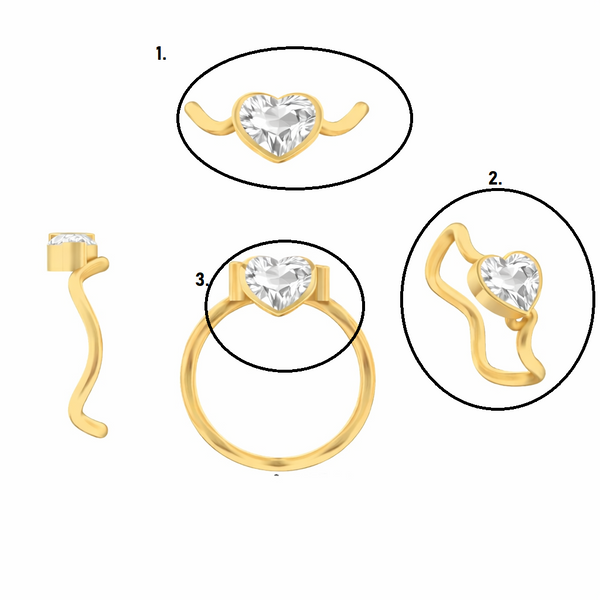 14k White Gold Pink Heart and White Heart Lab Grown Diamond Ring