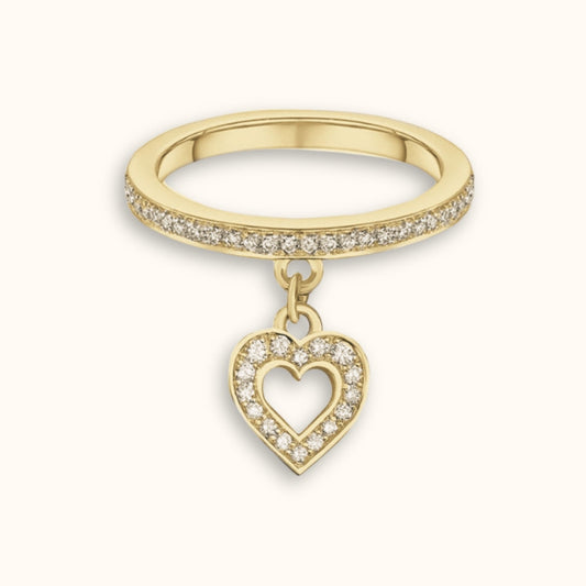 Heart Charm Diamond Ring