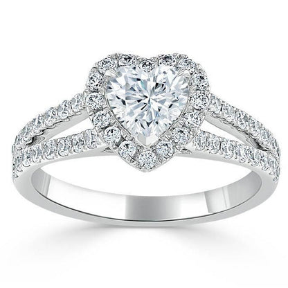 Heart Cut Diamond Split Shank Pave Engagement Ring