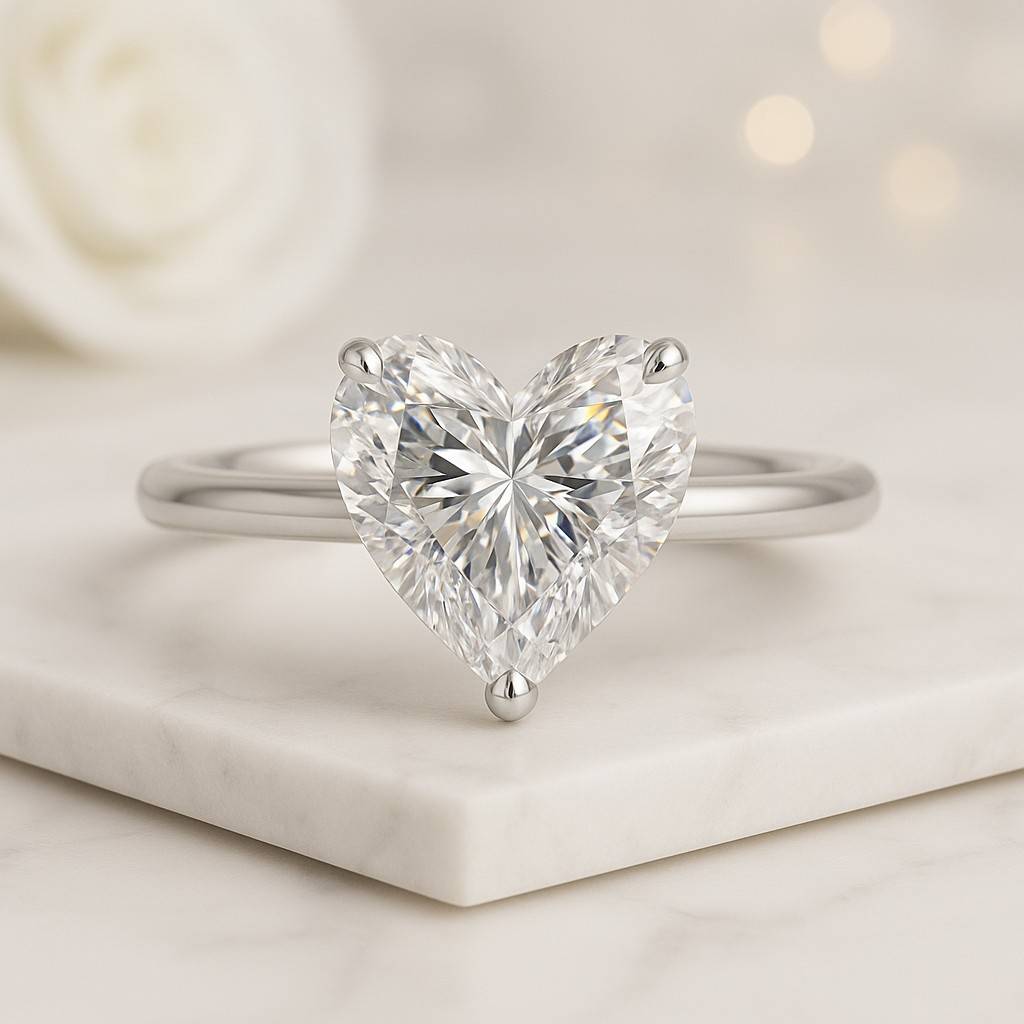 Heart Cut Solitaire Diamond Ring Anniversary Ring For Women