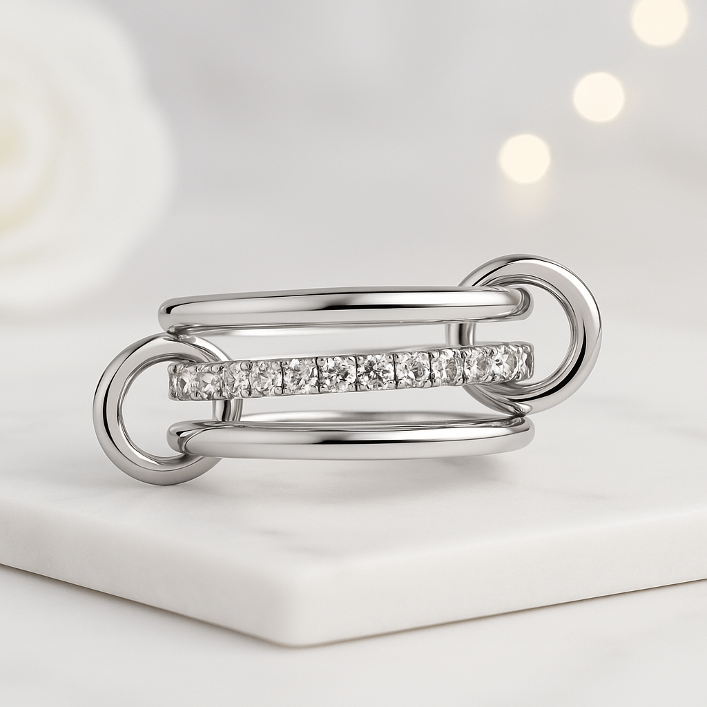 Heavy Fit Two Tone Link Connected Rings