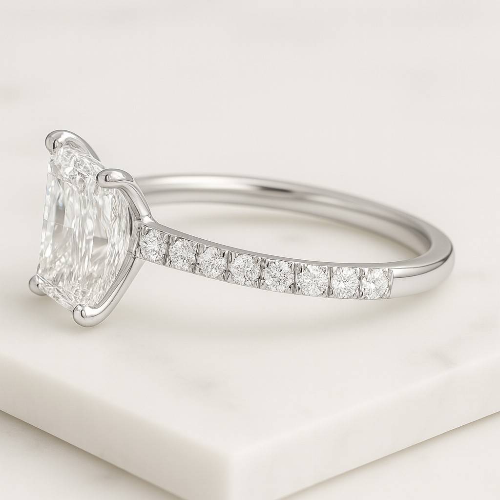 Hidden Halo Pave Diamond Ring Anniversary Ring Promise Ring For Her