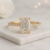 Emerald Cut Moissanite Engagement Ring with Pavé Band