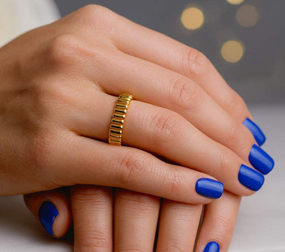 His and Hers Ocean Wave Wedding Set Full Eternity Sea Surf Rose Gold Engagement Matching Band