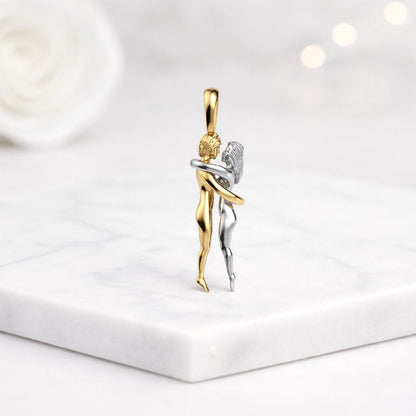 Hugging Couple Soulmate Necklace, Necklaces for Valentine Eternal Love Gift, Wedding Anniversary Gift, Lover Hug Charm, Friendship Necklace

