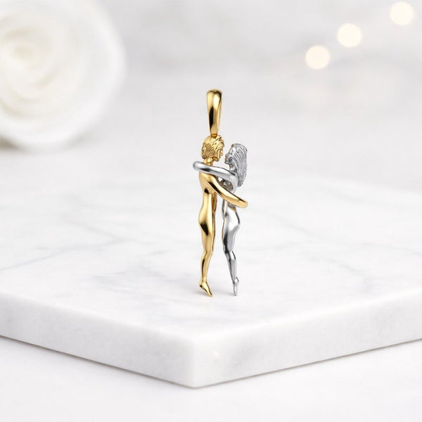Hugging Couple Soulmate Necklace, Necklaces for Valentine Eternal Love Gift, Wedding Anniversary Gift, Lover Hug Charm, Friendship Necklace
