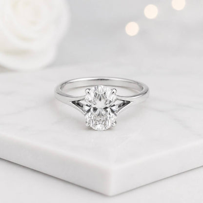 IGI Certified 2 CT Oval Cut Lab Grown Diamond Engagement Ring F VVS2 Clarity 14K Solid Gold Split Shank Solitaire Promise Ring Gift For Her