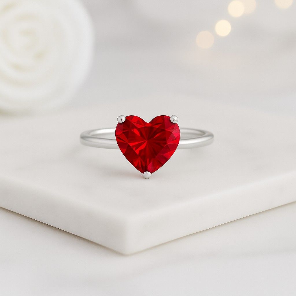 IGI Certified Heart-Shaped Solitaire Lab Grown Diamond Ring