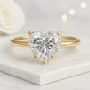 5 Prong 18K Heart Shaped Solitaire Pinched Diamond Ring