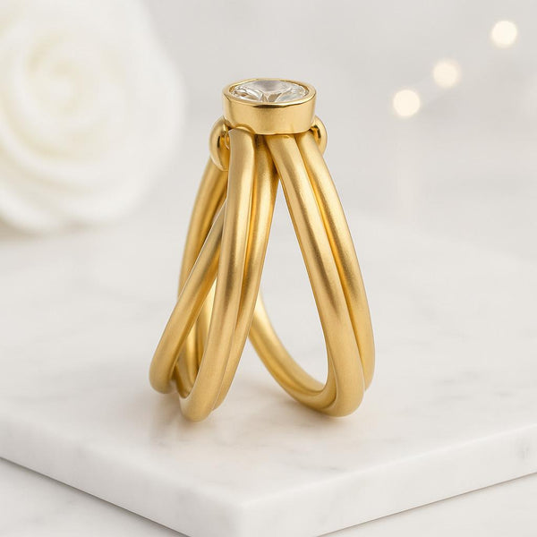 Iced Out Ring Moissanite ring Linked ring Cuban link Ring Eternity Ring