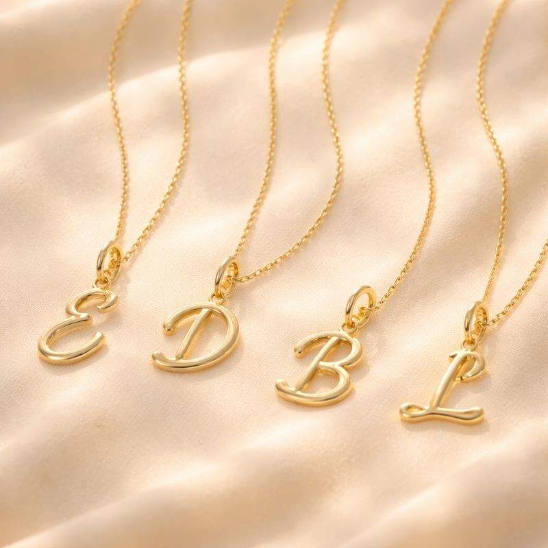 Initial Pendant Jewelry 14k Gold Script Initial Necklace Personalized Cursive Letter Charm