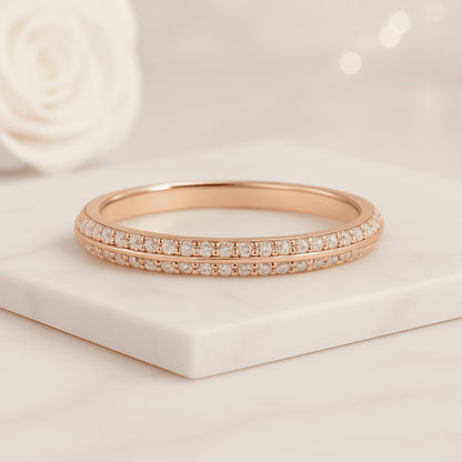 Full Eternity Knife Edge Two Side Pave Setting Ring