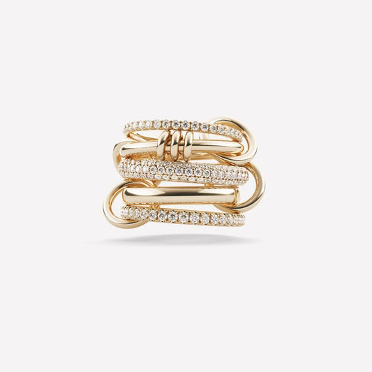 18K Solid Gold Multi Link Connected Ring