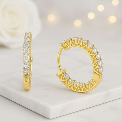 Lab Created Diamond Eco Friendly Diamond Birthday Gift Round Cut Diamond Hoop Earrings
